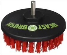 The Beast Brush (Stiff Red) - Power Scrubbing Brush Drill Attachment for Cleanin