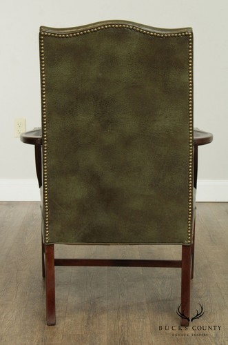 Hickory Chair Mahogany Chippendale Style Leather Library Armchair - Picture 4 of 12