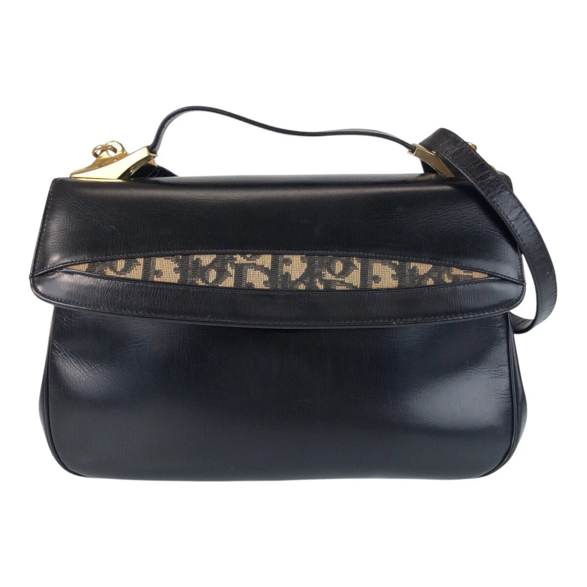 Sac à main bandoulière Christian Dior vintage trotter 2 voies cuir noir