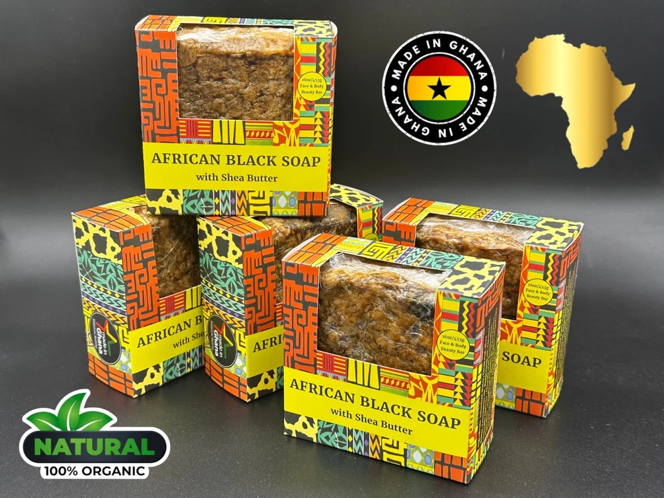 1 lb- 16oz Raw African Black Soap Bar 100% Pure Natural Organic Ghana Bulk BEST - Image 2 of 4
