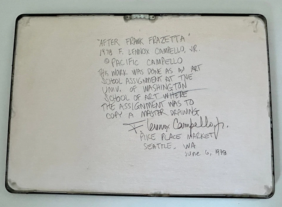 Obra Estudiantil Original F Lennox Campello Jr Dibujo 1978 Copia de Frank Frazetta Foto 4 de 4
