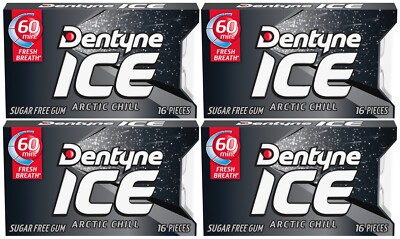 4x Dentyne Eis Arctic Chill Geschmack Zuckerfrei Gummi Amerikanische Süßigkeiten