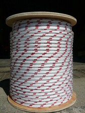 Sailboat Rigging Rope 7/16" x 250' White/Red Double Braided Sheet Halyard Line