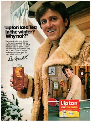 1979 Lipton Print Ad, Don Meredith Pinup Iced Tea In Winter Ping Pong Fur Coat