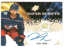 2021-22 SPx Superscripts Gold #SSLF Liam Foudy Blue Jackets Auto #15/25