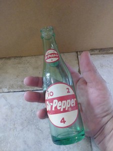 pepper dr green 1958 oz bottle glass vintage