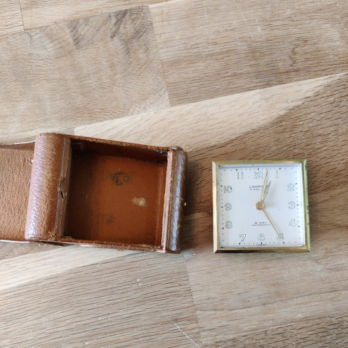 Vintage Looping 15 Jewel Swiss Travel Alarm Clock 8 Day 