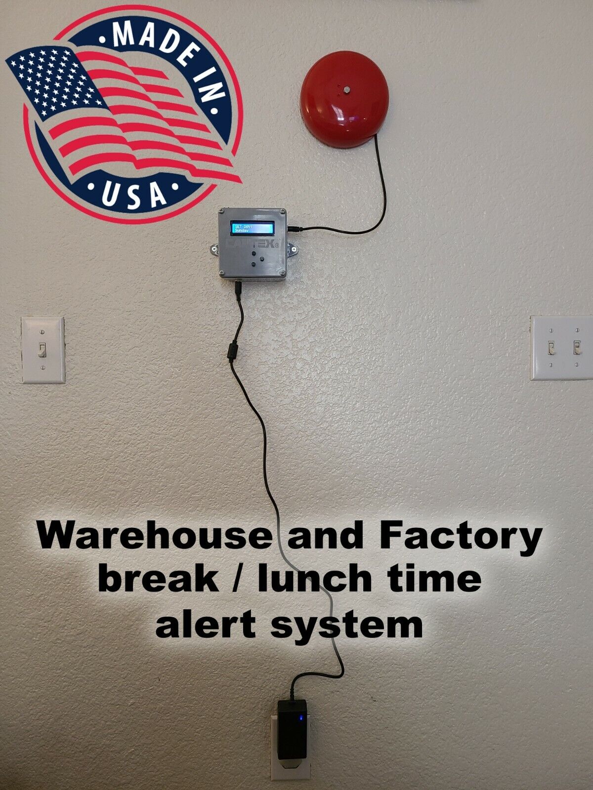 Factory break time alarm bell, notification system for warehouse 18 alarms! loud