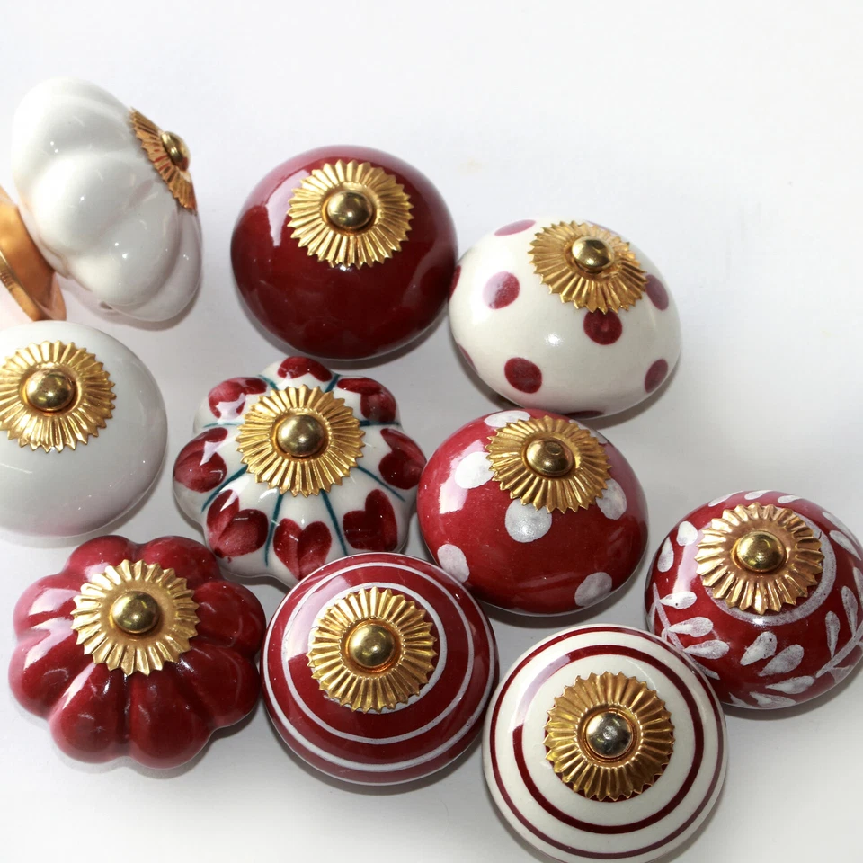 Pomello Mobili Maniglia per Ceramica Rosso Bordeaux Bianco Zw