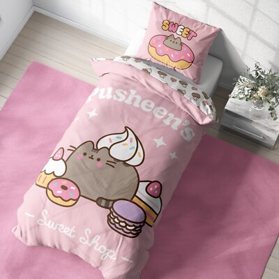Pusheen Katze Bettwäsche für Kinder 2 tlg. 80x80 + 135x200 cm 100% Mikrofaser