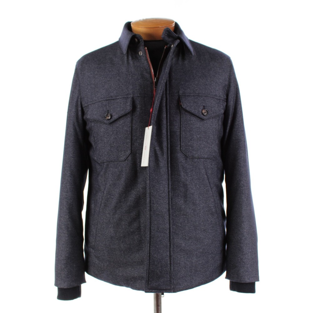 Luciano Barbera Blue Wool Blend Overshirt Jacket Size 52 L US