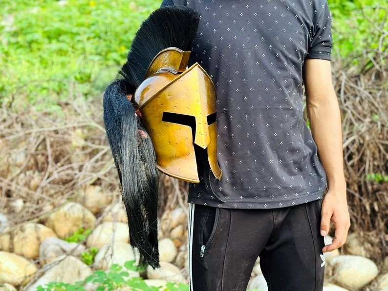 Casco Espartano Gran Rey Leónidas Espartano 300 Película Casco Hecho a Mano Decorativo Foto 2 de 4