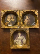 Victorian Daguerreotype Photo Art Deco Handmade Ash Trays-(3) Lovely Ladies