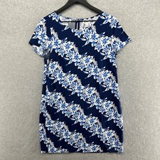 Old Navy Dress Womens Size Small Blue Floral Short Sleeve Shift Summer Y2K