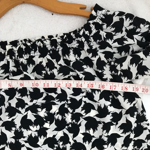 ZARA Shirt WOmens Small  Black White Off Shoulder Balloon Long Sleeve Blouse - Bild 7 von 7