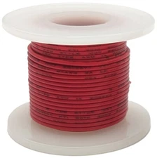 25 Feet Red 24 Gauge Solid Hook-Up Wire, Tinned Copper, PVC Insulation