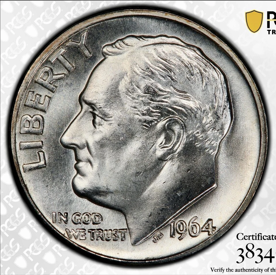 Rosevelt Silver Dime 1964 D PCGS MS 66 Uncirculated 10c Coin Rainbow Toning - Image 2 of 4