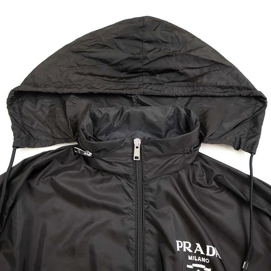 PRADA 23AW RE-NYLON Nylon Hooded Raincoat 292113 S231 1WQ9 Black 36S Used MESC-0 thumbnail 4