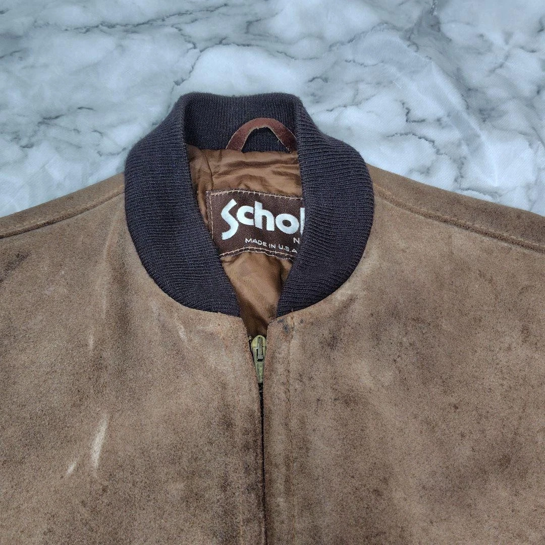 Abrigo Schott USA U.S. 740N de cuero genuino 38 negro totalmente forrado