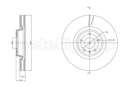 2X Metelli Bremsscheibe 23-1865C FüR Audi VW-image