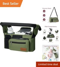 Large Capacity Stroller Organizer with Easy-Clean Design  Insulated Cup Holders