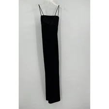 Morgan Co Womens Y2K Minimalist Evening Gown Size 3/4 Black Spaghetti Strap Maxi