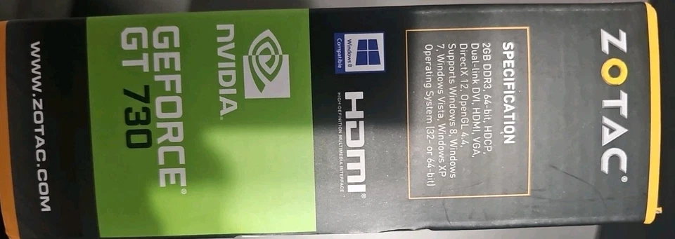 ZOTAC Graphics Card NVIDIA GEFORCE GT 730 2GB 64 BIT HDCP DVI HDMI VGA - Image 3 of 4