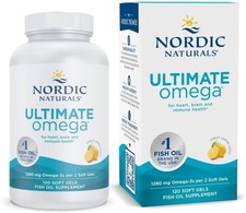 Nordic Naturals Ultimate Omega Lemon 1280mg Capsules - 120 Count Exp 04/2027