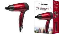 Travel Hair Dryer Small 1200W Dual Voltage with Folding Handle - Metallic Red