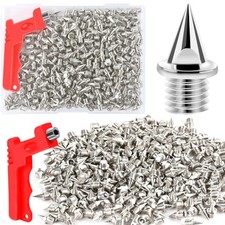 60 Pcs 1/4Inch Track Spikes, Stainless Steel Pyramid Spikes with Spike Silver