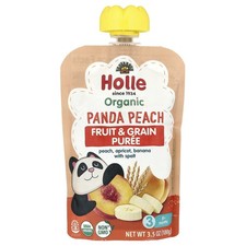 Organic Fruit Grain Puree, Panda Peach, 8 Months, Peach, Apricot, Banana With