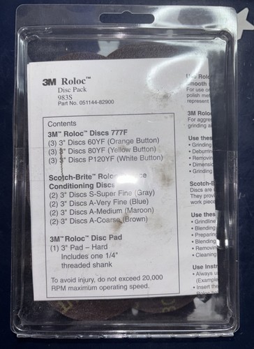 3M 3” 983S Roloc Quick Change Ceramic Disc Pack 18pc Set with Holder Pad 82900 - Picture 7 of 8