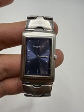 Kenneth Cole New York Blue Dial Rectangular Stainless Steel Watch Needs Battery