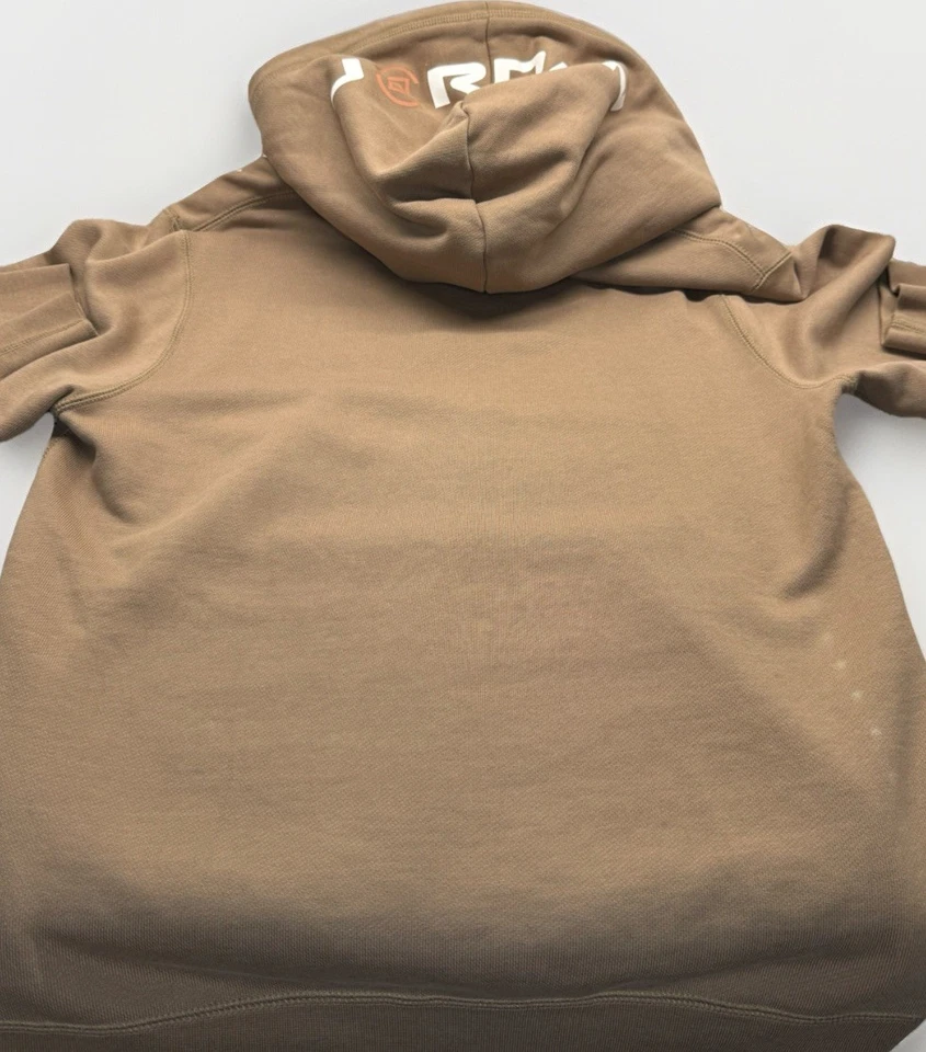 Moletom com capuz Jordan x Clot estampa de logotipo cruzado branco médio raro masculino marrom/coleira - Imagem 2 de 4