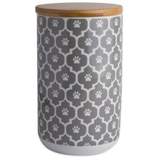 Bone Dry Lattice Collection Pet Bowl Canister, Treat Canister, 4x6.5", Gray