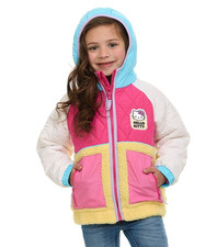 Hello Kitty Jacket Coat Girl Kids 6 6X 7 Pink Quilted Fleece Sanrio NWT NEW
