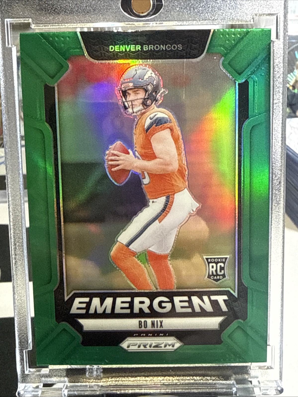 2024 Panini Prizm - Emergent Bo Nix #3 Green Prizm (RC)