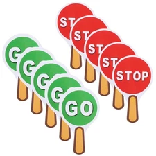10PCS Stop and Go Sign Traffic with Handle - Double Sided Plastic Waterproof ...