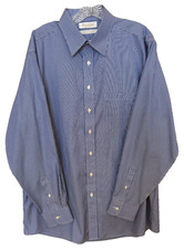 Roundtree  Yorke Gold Label Dress Shirt Mens 16.5 - 35 Fitted Blue Stripe New