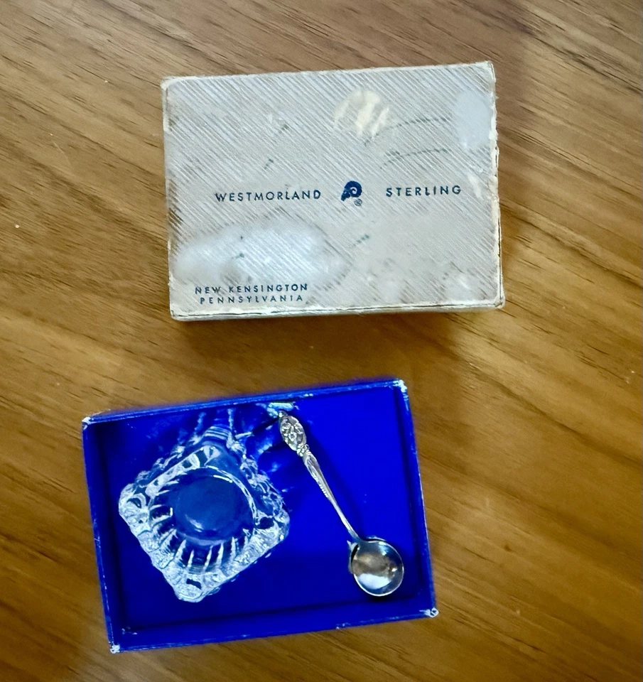 "CUCHARA Y BODEGA DE SAL Westmoreland vintage de plata de ley de 2,5"" orquídea encantadora" Foto 3 de 4