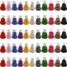 55 PCS Multi-Color Mini Christmas Knit Hats for DIY Hair Accessories Crafts