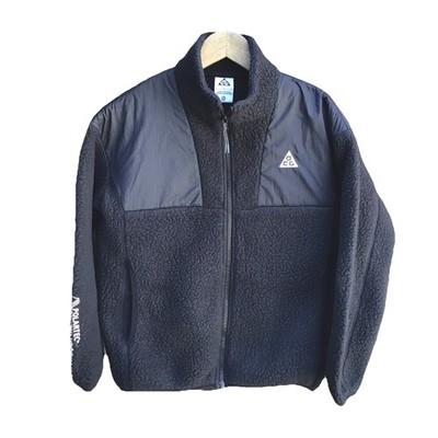 Nike Acg Polartec Sherpa Fleece Jacket Youth Large Black Full Zip Nsw Logo