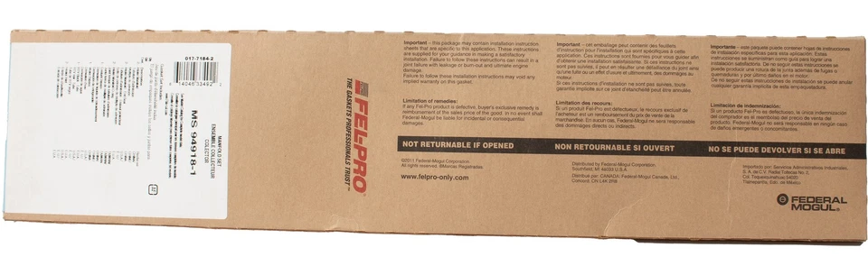 FelPro Intake Manifold Gasket Set Fit 1992-95 Buick LeSabre Part Number MS949181 - Image 2 of 4