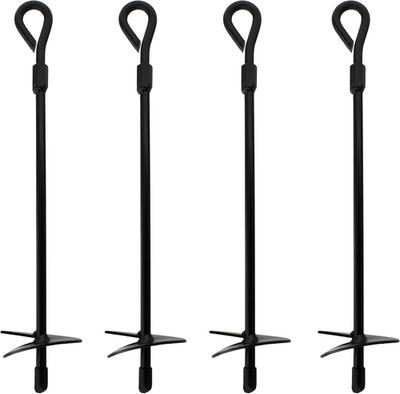 Ground Anchors, 15 Inch - 4Pk Black Shed Anchor Kit Greenhouse Tie down Ground S