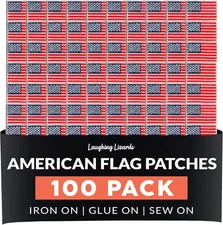 Laughing Lizards Bulk Small American Flag Patches (100 Pack) US Flag Embroidered