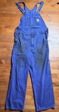 Carhartt Overalls Men's 38x34 Blue Denim Carpenter Bib Workwear Cotton R07 DST