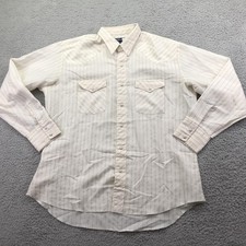 Vintage Wrangler Shirt Mens XL White Stripe Long Sleeve Western Snap Pockets USA