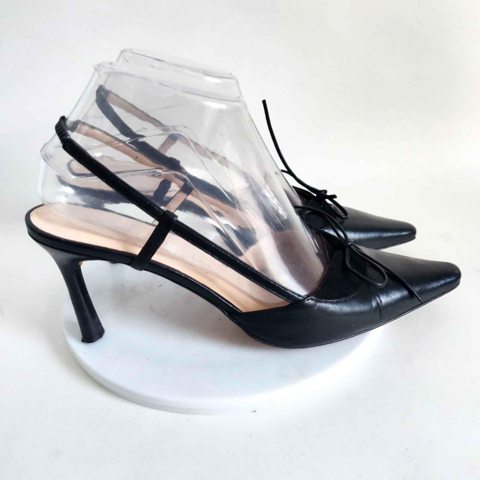 SAOLA Y2K anni 90 Anne Klein suola in pelle nera punta slingback tacco 3" 8 5 Italia