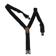 Perry Suspenders Mens Black Elastic Y-Back Belt Clip Hooks Made in USA 2 Inch