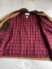 Orvis Barn Chore Coat Shacket XL Buffalo Plaid Flannel Lined Brown Corduroy
